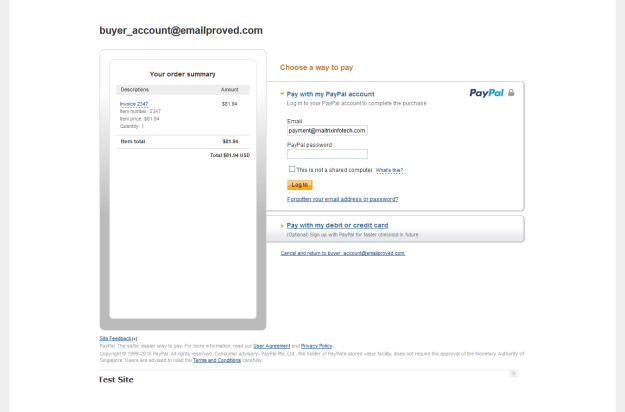 3 - Redirect To Login Page of PayPal