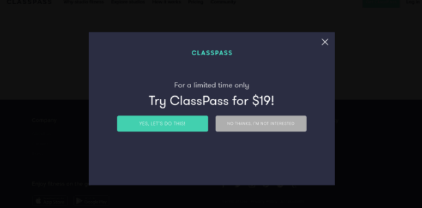 3. Use the CTA as clickbait - ClassPass