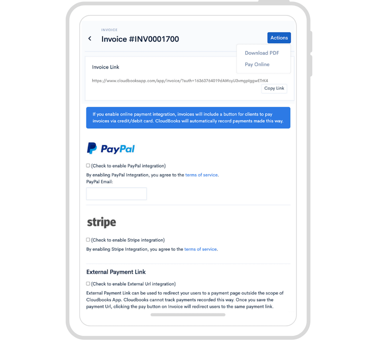 Give ability to your clients to accept the estimate online, convert estimate to invoice